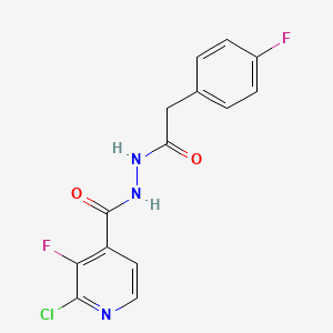 molecular formula C14H10ClF2N3O2 B2381257 2-chloro-3-fluoro-N'-[2-(4-fluorophenyl)acetyl]pyridine-4-carbohydrazide CAS No. 1445611-46-0