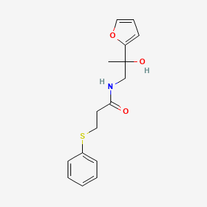 molecular formula C16H19NO3S B2381259 N-(2-(呋喃-2-基)-2-羟基丙基)-3-(苯硫代)丙酰胺 CAS No. 1396790-73-0
