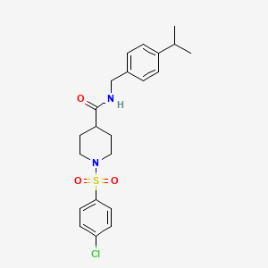 molecular formula C22H27ClN2O3S B2381264 1-((4-chlorophenyl)sulfonyl)-N-(4-isopropylbenzyl)piperidine-4-carboxamide CAS No. 1794850-03-5