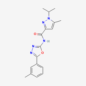 molecular formula C17H19N5O2 B2381266 1-isopropyl-5-methyl-N-(5-(m-tolyl)-1,3,4-oxadiazol-2-yl)-1H-pyrazole-3-carboxamide CAS No. 1208635-75-9