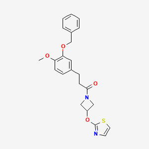 3-(3-(Benzyloxy)-4-methoxyphenyl)-1-(3-(thiazol-2-yloxy)azetidin-1-yl)propan-1-one