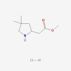 molecular formula C9H18ClNO2 B2381271 盐酸2-(4,4-二甲基吡咯烷-2-基)乙酸甲酯 CAS No. 2219374-20-4
