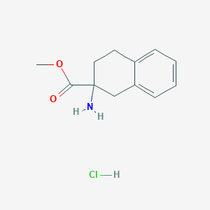 molecular formula C12H16ClNO2 B2381273 2-Amino-1,2,3,4-tetrahydro-naphthalene-2-carboxylic acid methyl ester, HY+ CAS No. 1197233-22-9