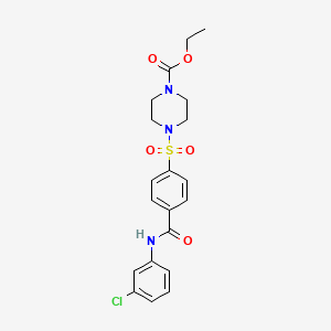 molecular formula C20H22ClN3O5S B2381277 Ethyl 4-[4-[(3-chlorophenyl)carbamoyl]phenyl]sulfonylpiperazine-1-carboxylate CAS No. 399000-86-3