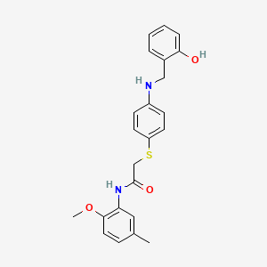 molecular formula C23H24N2O3S B2381294 2-({4-[(2-hydroxybenzyl)amino]phenyl}sulfanyl)-N-(2-methoxy-5-methylphenyl)acetamide CAS No. 882080-42-4