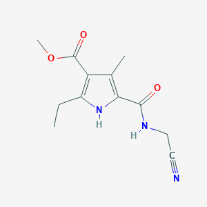 molecular formula C12H15N3O3 B2381296 methyl 5-[(cyanomethyl)carbamoyl]-2-ethyl-4-methyl-1H-pyrrole-3-carboxylate CAS No. 1252540-67-2