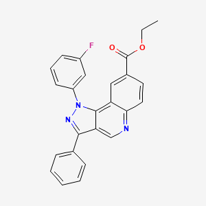 molecular formula C25H18FN3O2 B2381297 1-(3-氟苯基)-3-苯基-1H-吡唑并[4,3-c]喹啉-8-羧酸乙酯 CAS No. 901264-91-3
