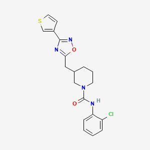 molecular formula C19H19ClN4O2S B2381301 N-(2-chlorophenyl)-3-((3-(thiophen-3-yl)-1,2,4-oxadiazol-5-yl)methyl)piperidine-1-carboxamide CAS No. 1798487-54-3