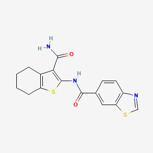 molecular formula C17H15N3O2S2 B2381308 N-(3-carbamoyl-4,5,6,7-tetrahydro-1-benzothiophen-2-yl)-1,3-benzothiazole-6-carboxamide CAS No. 681170-28-5