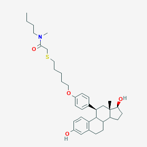 molecular formula C36H51NO4S B238131 N-Butyl-2-(5-(4-(3,17-dihydroxyestra-1,3,5(10)-trien-11-yl)phenoxy)pentylthio)-N-methylacetamide CAS No. 134413-34-6