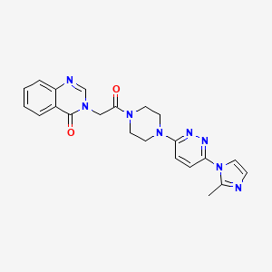 molecular formula C22H22N8O2 B2381311 3-(2-(4-(6-(2-甲基-1H-咪唑-1-基)嘧啶-3-基)哌嗪-1-基)-2-氧代乙基)喹唑啉-4(3H)-酮 CAS No. 1396865-03-4