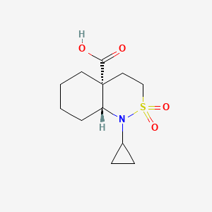 molecular formula C12H19NO4S B2381323 (4Ar,8aR)-1-cyclopropyl-2,2-dioxo-4,5,6,7,8,8a-hexahydro-3H-benzo[c]thiazine-4a-carboxylic acid CAS No. 2096368-33-9