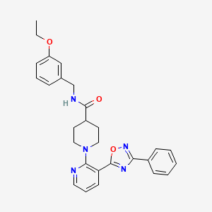 molecular formula C28H29N5O3 B2381329 N-(3,4-dimethoxyphenyl)-2-methyl-5-[5-(pyrrolidin-1-ylcarbonyl)-1,2,4-oxadiazol-3-yl]benzenesulfonamide CAS No. 1251624-32-4