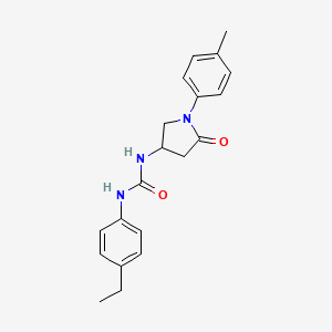 molecular formula C20H23N3O2 B2381337 1-(4-Ethylphenyl)-3-(5-oxo-1-(p-tolyl)pyrrolidin-3-yl)urea CAS No. 894018-83-8
