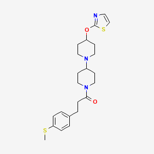 molecular formula C23H31N3O2S2 B2381343 3-(4-(甲硫基)苯基)-1-(4-(噻唑-2-氧基)-[1,4'-联哌啶]-1'-基)丙-1-酮 CAS No. 1706146-51-1