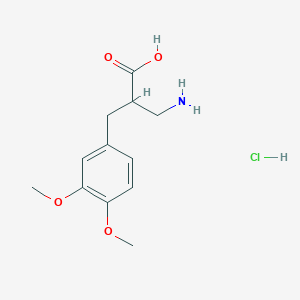 molecular formula C12H18ClNO4 B2381344 2-(Aminomethyl)-3-(3,4-dimethoxyphenyl)propanoic acid;hydrochloride CAS No. 2413869-37-9