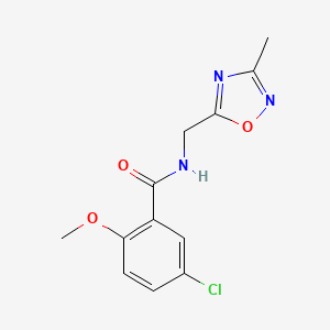 molecular formula C12H12ClN3O3 B2381346 5-chloro-2-methoxy-N-((3-methyl-1,2,4-oxadiazol-5-yl)methyl)benzamide CAS No. 1206987-43-0