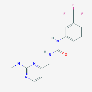 molecular formula C15H16F3N5O B2381349 1-((2-(二甲氨基)嘧啶-4-基)甲基)-3-(3-(三氟甲基)苯基)脲 CAS No. 1796966-43-2