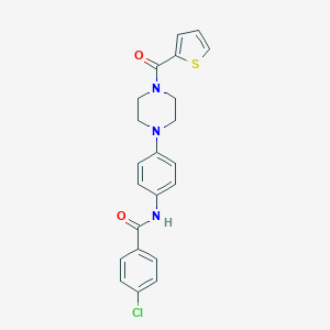 molecular formula C22H20ClN3O2S B238135 4-chloro-N-{4-[4-(2-thienylcarbonyl)-1-piperazinyl]phenyl}benzamide 