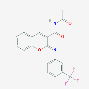 molecular formula C19H13F3N2O3 B2381351 (2Z)-N-acetyl-2-{[3-(trifluoromethyl)phenyl]imino}-2H-chromene-3-carboxamide CAS No. 312607-23-1