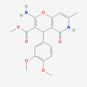 molecular formula C19H20N2O6 B2381353 Methyl 2-amino-4-(3,4-dimethoxyphenyl)-7-methyl-5-oxo-4,6-dihydropyrano[3,2-c]pyridine-3-carboxylate CAS No. 612049-02-2