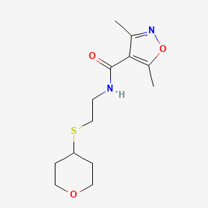 3,5-dimethyl-N-(2-((tetrahydro-2H-pyran-4-yl)thio)ethyl)isoxazole-4-carboxamide