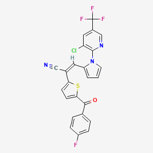molecular formula C24H12ClF4N3OS B2381361 3-{1-[3-chloro-5-(trifluoromethyl)-2-pyridinyl]-1H-pyrrol-2-yl}-2-[5-(4-fluorobenzoyl)-2-thienyl]acrylonitrile CAS No. 338966-78-2