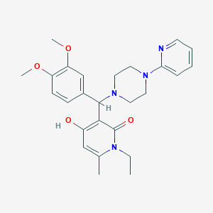 3-((3,4-dimethoxyphenyl)(4-(pyridin-2-yl)piperazin-1-yl)methyl)-1-ethyl-4-hydroxy-6-methylpyridin-2(1H)-one