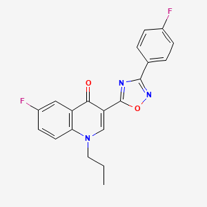 molecular formula C20H15F2N3O2 B2381365 6-fluoro-3-(3-(4-fluorophenyl)-1,2,4-oxadiazol-5-yl)-1-propylquinolin-4(1H)-one CAS No. 1251584-96-9