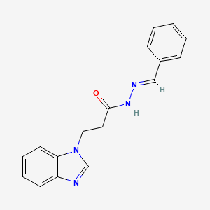 molecular formula C17H16N4O B2381368 (E)-3-(1H-benzo[d]imidazol-1-yl)-N'-benzylidenepropanehydrazide CAS No. 518018-60-5