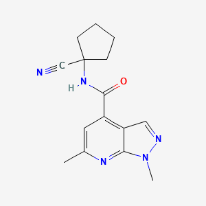 molecular formula C15H17N5O B2381372 N-(1-Cyanocyclopentyl)-1,6-dimethylpyrazolo[3,4-b]pyridine-4-carboxamide CAS No. 2133947-22-3