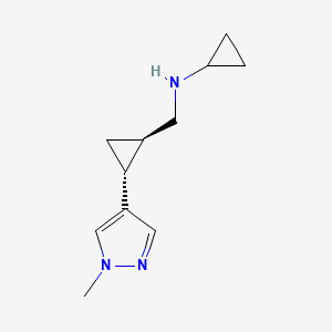 molecular formula C11H17N3 B2381377 N-[[(1R,2R)-2-(1-Methylpyrazol-4-yl)cyclopropyl]methyl]cyclopropanamine CAS No. 2287238-12-2