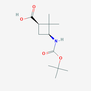 molecular formula C12H21NO4 B2381378 cis-3-(Boc-amino)-2,2-dimethylcyclobutanecarboxylic acid CAS No. 188918-39-0