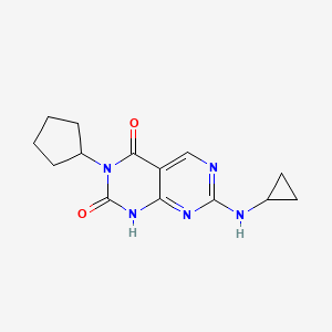 molecular formula C14H17N5O2 B2381379 3-环戊基-7-(环丙基氨基)嘧啶并[4,5-d]嘧啶-2,4(1H,3H)-二酮 CAS No. 1396760-55-6