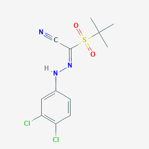 molecular formula C12H13Cl2N3O2S B2381386 (1E)-1-tert-butylsulfonyl-N-(3,4-dichloroanilino)methanimidoyl cyanide CAS No. 241127-24-2