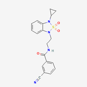 molecular formula C19H18N4O3S B2381398 3-cyano-N-[2-(3-cyclopropyl-2,2-dioxo-1,3-dihydro-2lambda6,1,3-benzothiadiazol-1-yl)ethyl]benzamide CAS No. 2097915-20-1