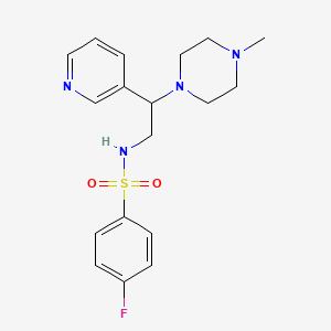 molecular formula C18H23FN4O2S B2381411 4-fluoro-N-[2-(4-methylpiperazin-1-yl)-2-pyridin-3-ylethyl]benzenesulfonamide CAS No. 862827-24-5