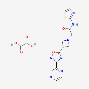 molecular formula C16H15N7O6S B2381417 2-(3-(3-(pyrazin-2-yl)-1,2,4-oxadiazol-5-yl)azetidin-1-yl)-N-(thiazol-2-yl)acetamide oxalate CAS No. 1421522-61-3