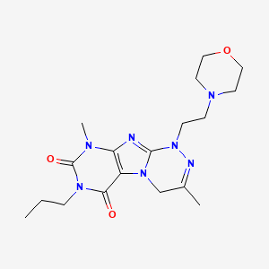 molecular formula C18H27N7O3 B2381420 3,9-dimethyl-1-(2-morpholin-4-ylethyl)-7-propyl-4H-purino[8,7-c][1,2,4]triazine-6,8-dione CAS No. 923695-24-3