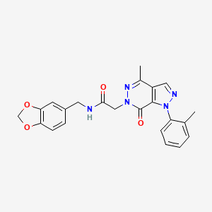 molecular formula C23H21N5O4 B2381425 N-(benzo[d][1,3]dioxol-5-ylmethyl)-2-(4-methyl-7-oxo-1-(o-tolyl)-1H-pyrazolo[3,4-d]pyridazin-6(7H)-yl)acetamide CAS No. 941915-37-3
