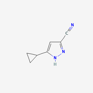 molecular formula C7H7N3 B2381429 5-cyclopropyl-1H-pyrazole-3-carbonitrile CAS No. 1290696-95-5