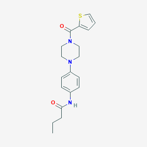 molecular formula C19H23N3O2S B238143 N-{4-[4-(Thiophene-2-carbonyl)-piperazin-1-yl]-phenyl}-butyramide 