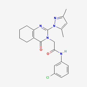 molecular formula C21H22ClN5O2 B2381436 N-(3-chlorophenyl)-2-(2-(3,5-dimethyl-1H-pyrazol-1-yl)-4-oxo-5,6,7,8-tetrahydroquinazolin-3(4H)-yl)acetamide CAS No. 1006785-26-7