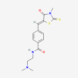 molecular formula C16H19N3O2S2 B2381439 (Z)-N-(2-(二甲氨基)乙基)-4-((3-甲基-4-氧代-2-硫代噻唑烷-5-亚甲基)甲基)苯甲酰胺 CAS No. 854002-21-4