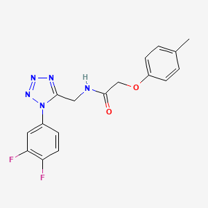 molecular formula C17H15F2N5O2 B2381442 N-((1-(3,4-difluorophenyl)-1H-tetrazol-5-yl)methyl)-2-(p-tolyloxy)acetamide CAS No. 1005292-89-6