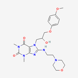 molecular formula C23H32N6O6 B2381458 7-(2-hydroxy-3-(4-methoxyphenoxy)propyl)-1,3-dimethyl-8-((2-morpholinoethyl)amino)-1H-purine-2,6(3H,7H)-dione CAS No. 941874-06-2