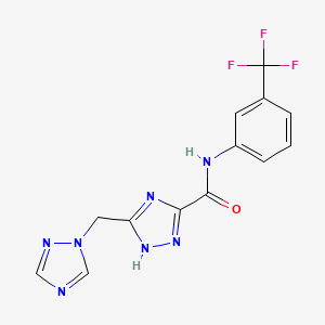 molecular formula C13H10F3N7O B2381463 3-(1H-1,2,4-triazol-1-ylmethyl)-N-[3-(trifluoromethyl)phenyl]-1H-1,2,4-triazole-5-carboxamide CAS No. 338405-20-2