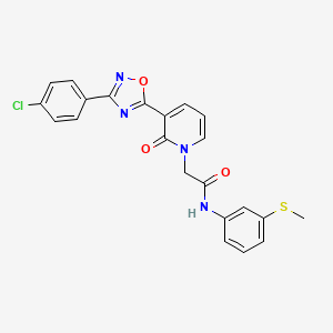 molecular formula C22H17ClN4O3S B2381464 2-(3-(3-(4-chlorophenyl)-1,2,4-oxadiazol-5-yl)-2-oxopyridin-1(2H)-yl)-N-(3-(methylthio)phenyl)acetamide CAS No. 1105215-27-7