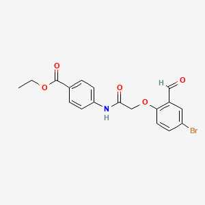 molecular formula C18H16BrNO5 B2381467 4-{[(4-溴-2-甲酰基苯氧基)乙酰基]氨基}苯甲酸乙酯 CAS No. 832674-72-3