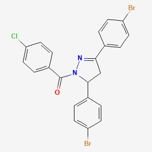 molecular formula C22H15Br2ClN2O B2381479 (3,5-bis(4-bromophenyl)-4,5-dihydro-1H-pyrazol-1-yl)(4-chlorophenyl)methanone CAS No. 381175-34-4